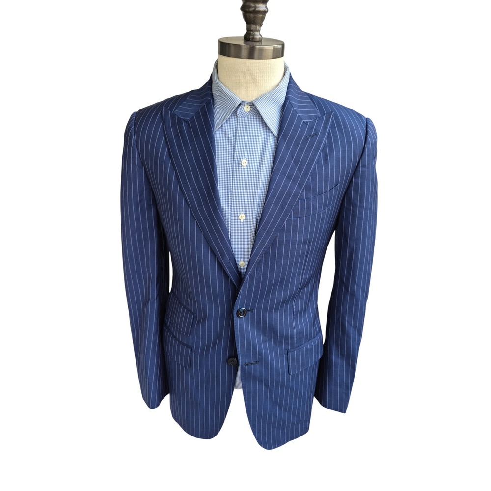 Suitsupply Blue Pinstripe Super 120s Wool Blazer Suit Jacket EUR 48 US Sz 38 R